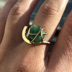 1970’s / 1980’s Vintage Jade and Brass Ring